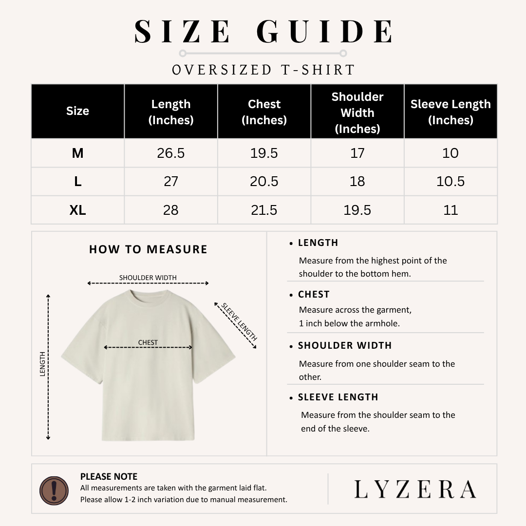 LYZERA Size Chart